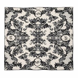 McQ by Alexander McQueen Silk Crêpe de Chine Scarf Black Ivory Gothic Print